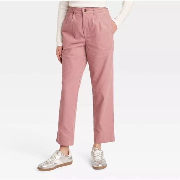 NWT Universal Thread High Rise Straight Leg Corduroy Chino Pants Pink Women's 8 - Picture 1 of 10